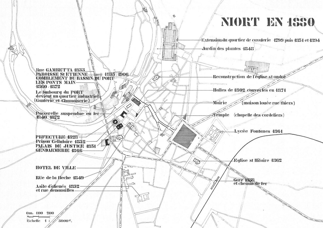 Plan de Niort au 19e-20e siècle