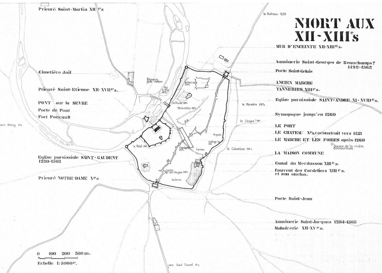 Plan de Niort au moyen Age