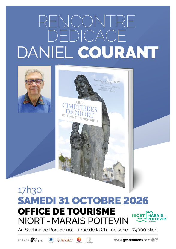 Affiche de la rencontre dédicace de Daniel Courant pour « Les cimetières de Niort et l'art funéraire »