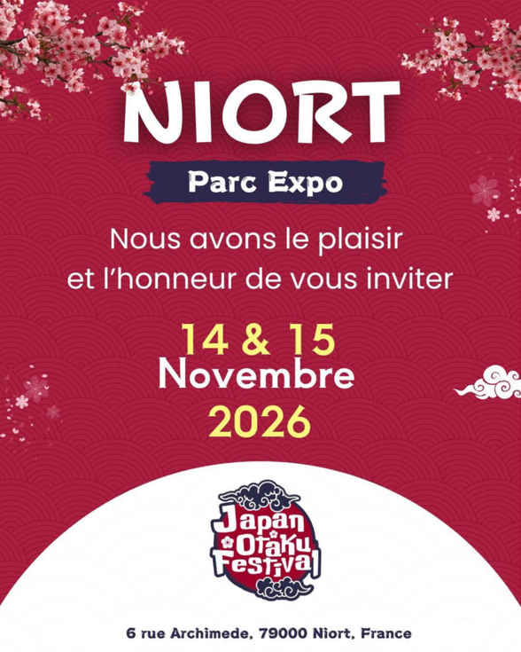 Affiche du Japan Otaku Festival à Niort Parc Expo, 14 & 15 novembre 2026